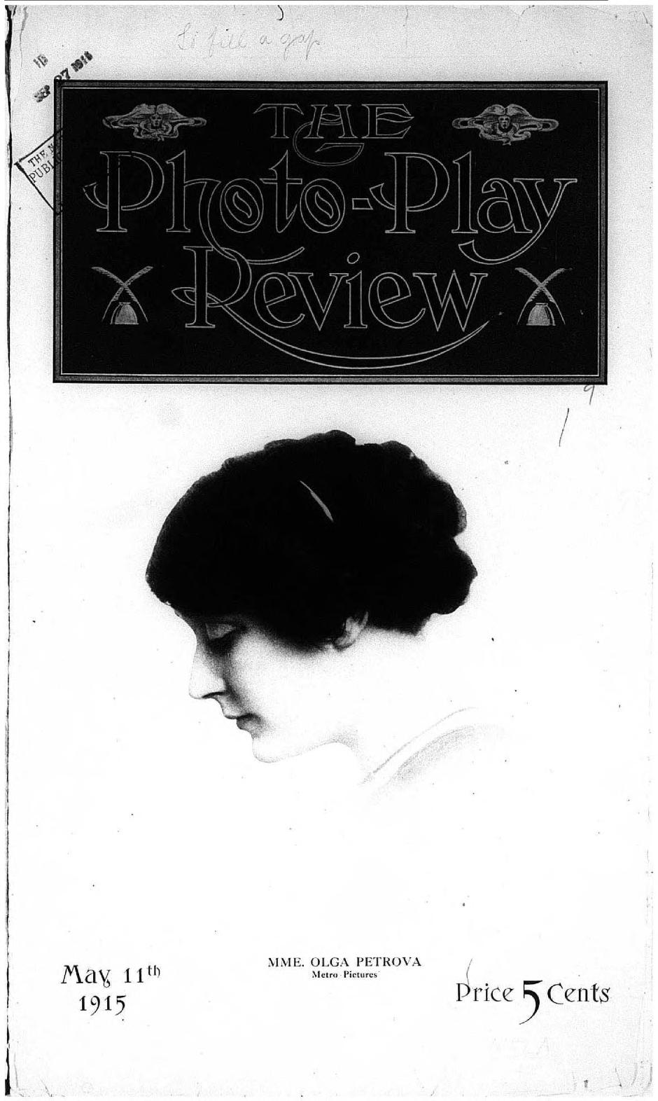 PHOTO-PLAY REVIEW magazine side cover 11 May 1915