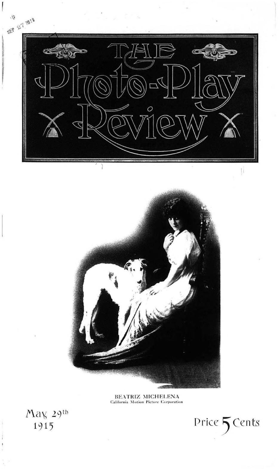 PHOTO-PLAY REVIEW magazine side cover 29 May 1915