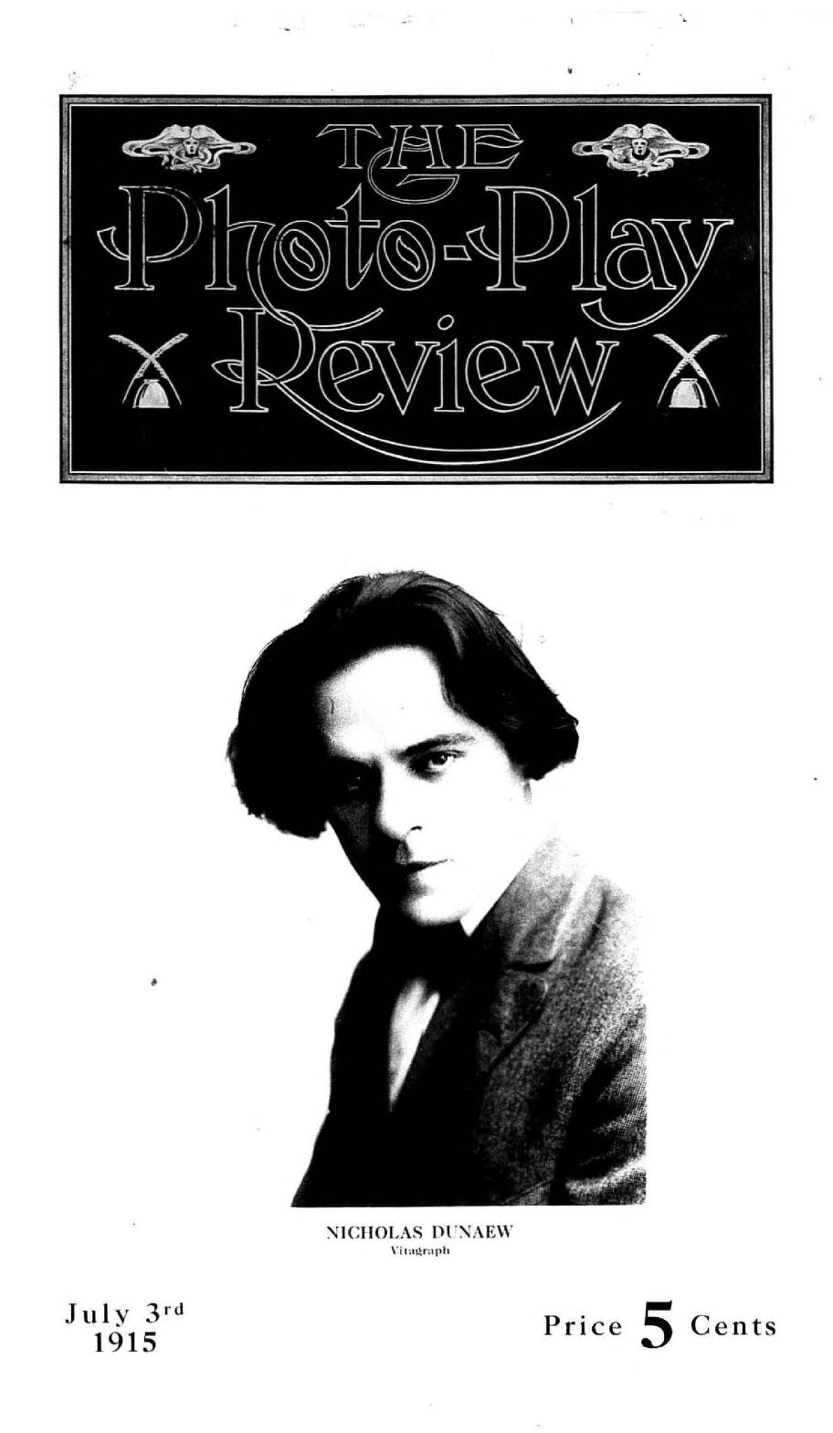 PHOTO-PLAY REVIEW magazine side cover Issue 15 3 July 1915