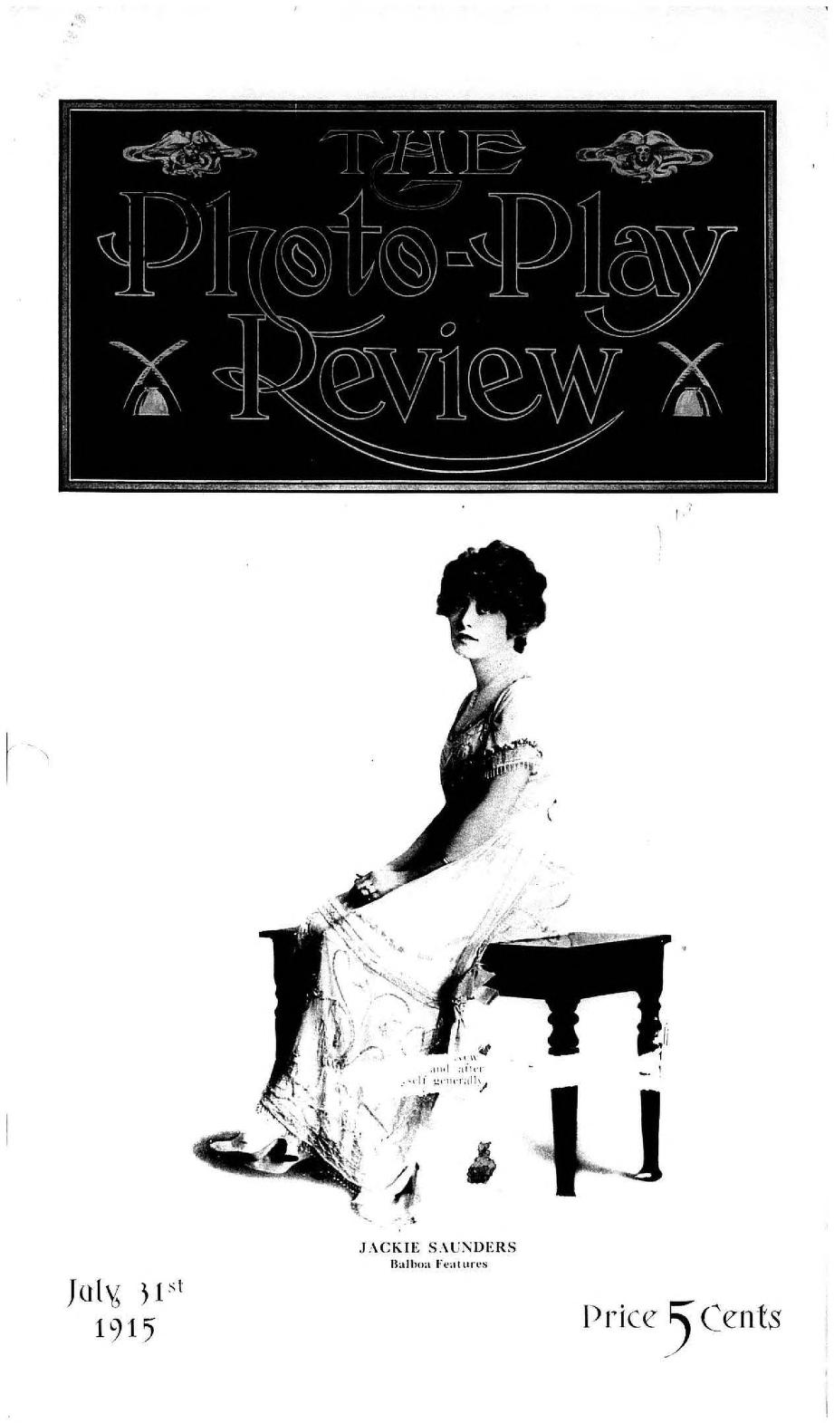PHOTO-PLAY REVIEW magazine side cover Issue 19 31 July 1915