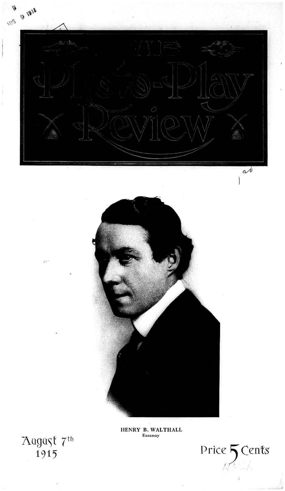 PHOTO-PLAY REVIEW magazine side cover 7 August 1915