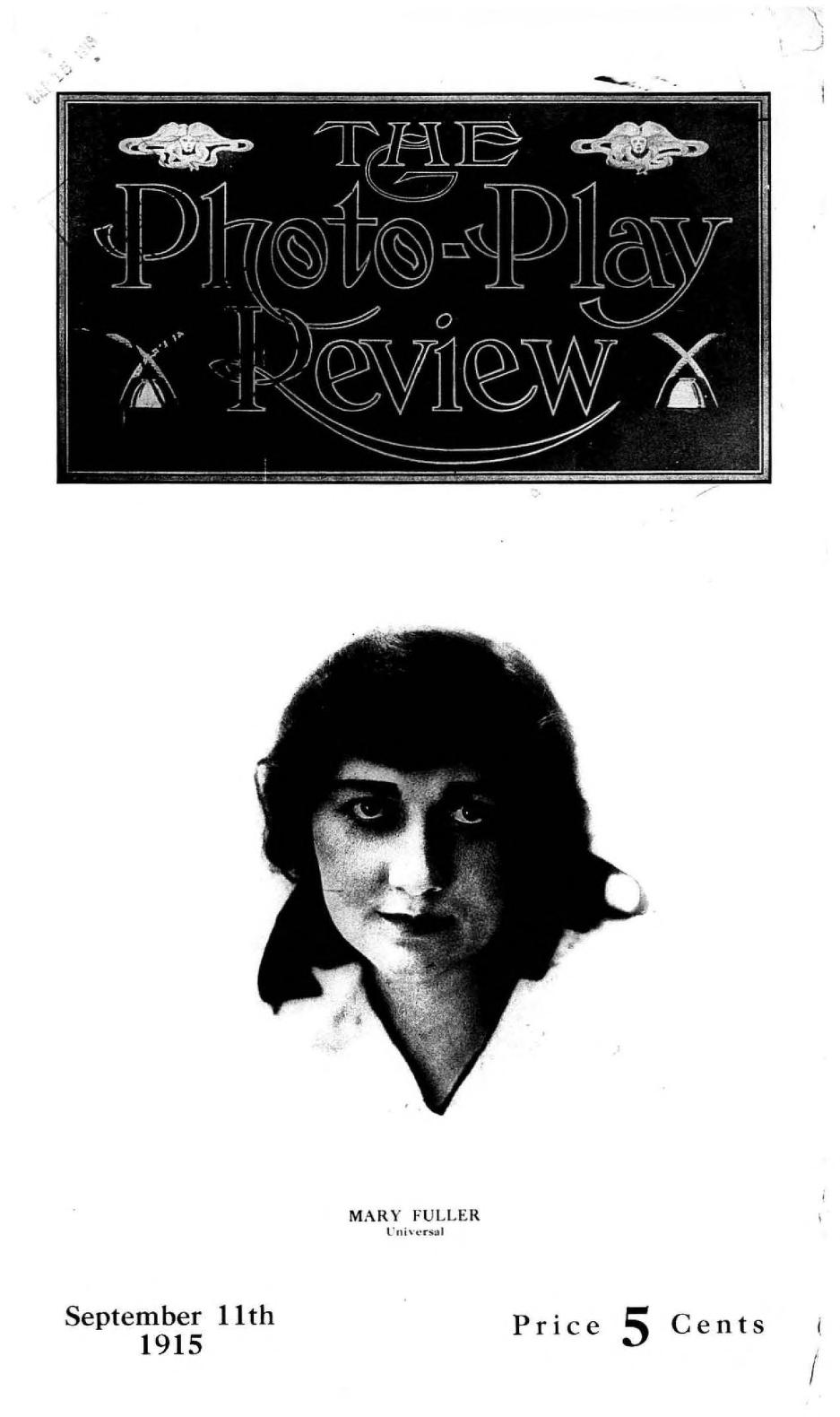 PHOTO-PLAY REVIEW magazine side cover 11 September 1915