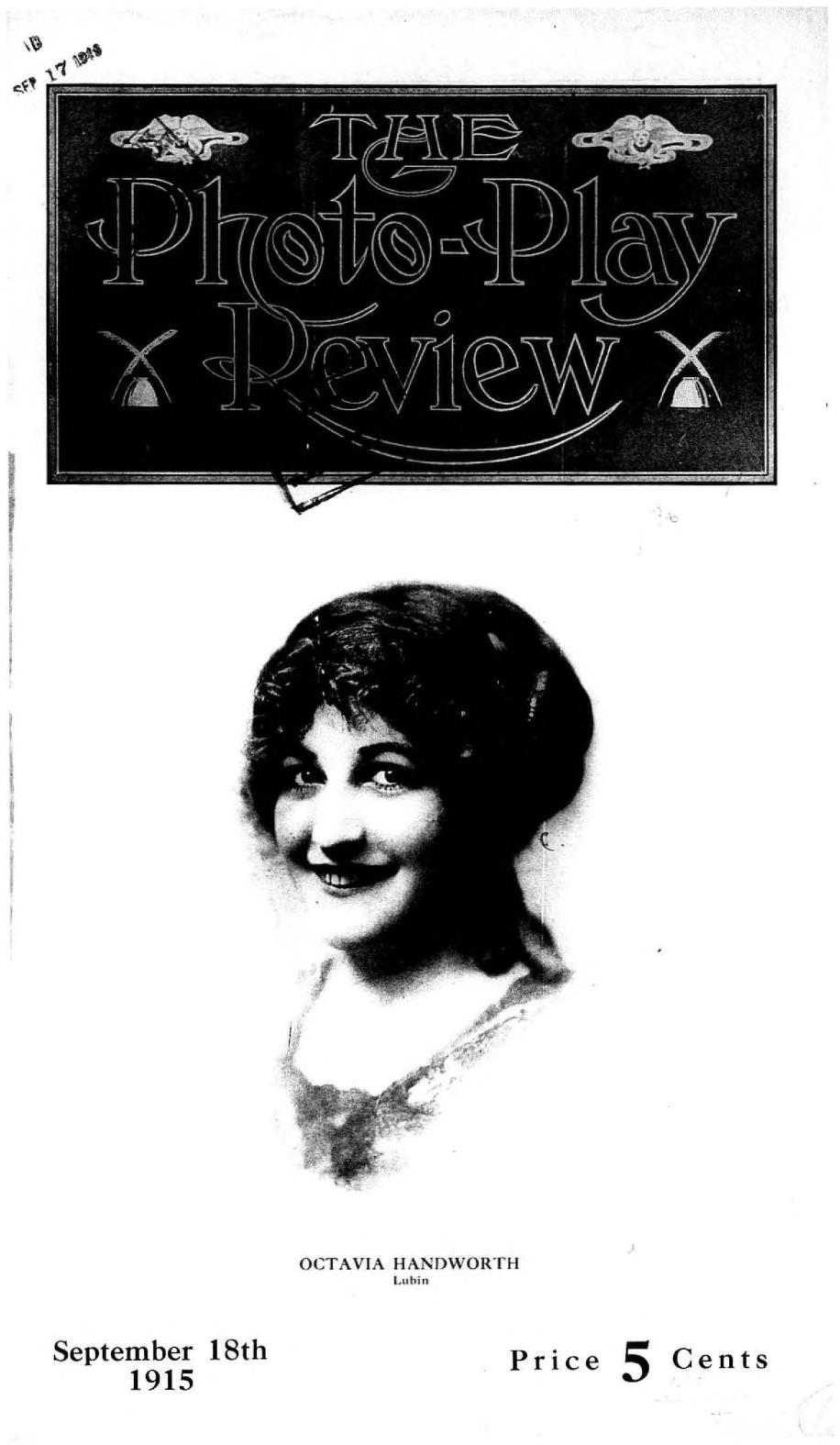 PHOTO-PLAY REVIEW magazine side cover 18 September 1915