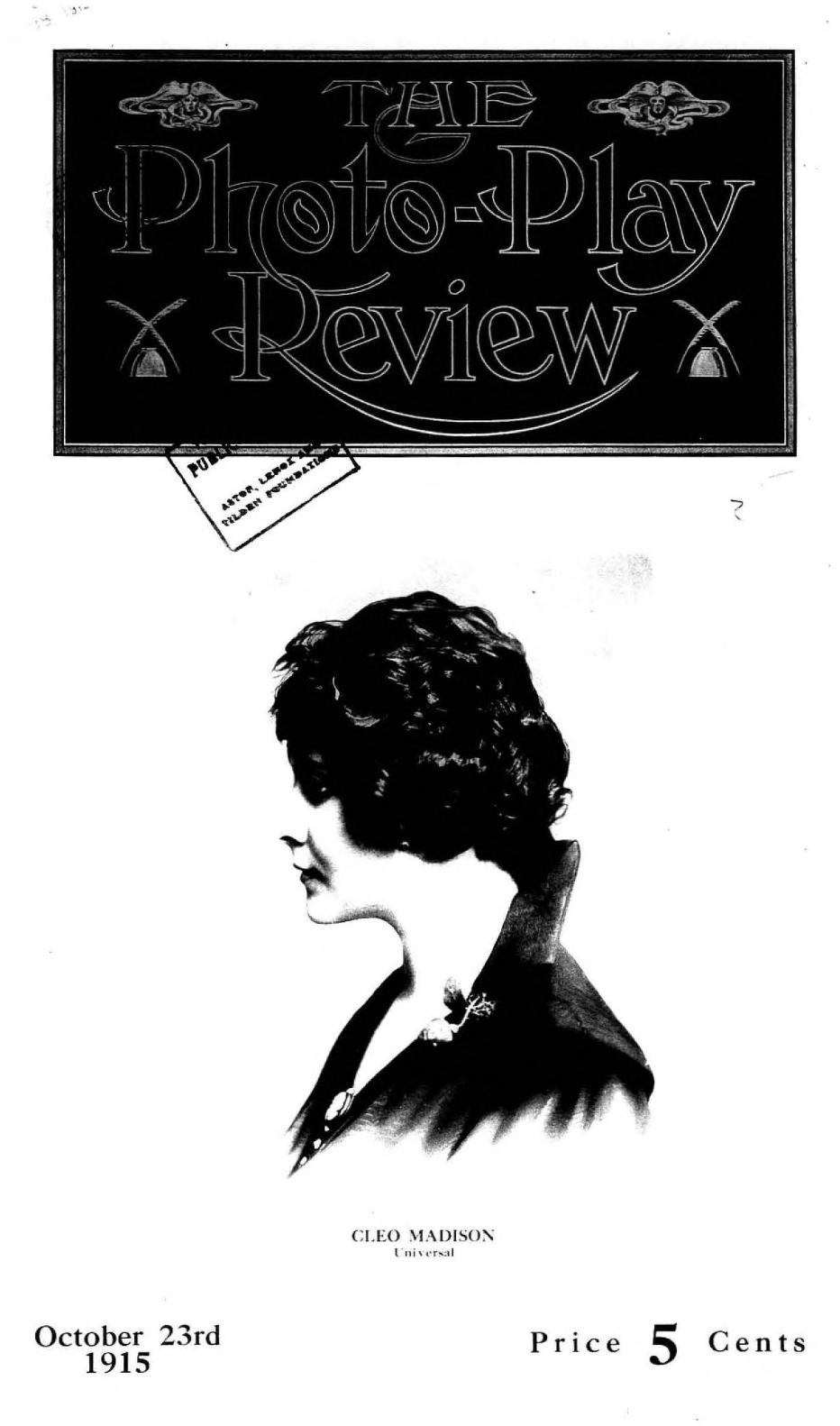 PHOTO-PLAY REVIEW magazine side cover 23 October 1915