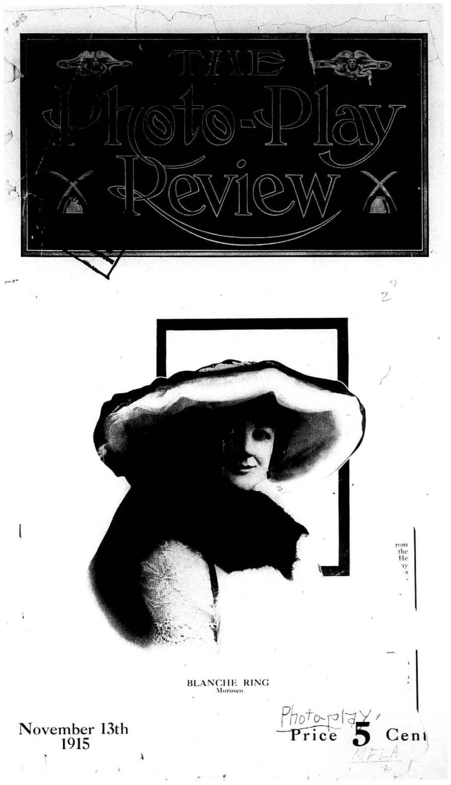 PHOTO-PLAY REVIEW magazine side cover 13 November 1915