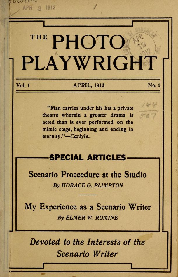 PHOTO PLAYWRIGHT magazine side cover Issue 1 April 1912