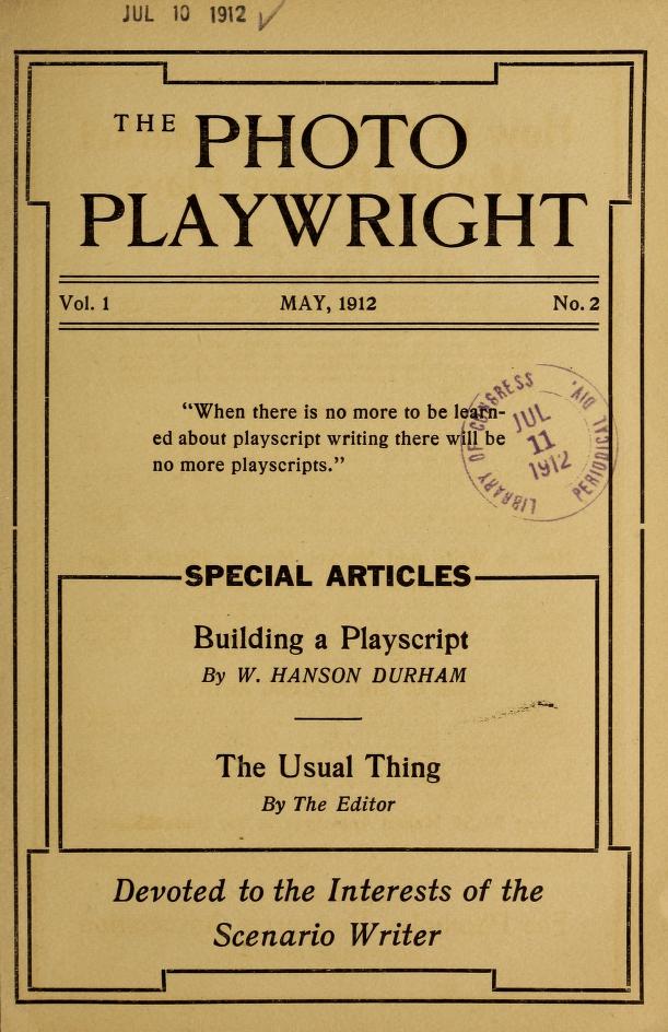 PHOTO PLAYWRIGHT magazine side cover Issue 2 May 1912