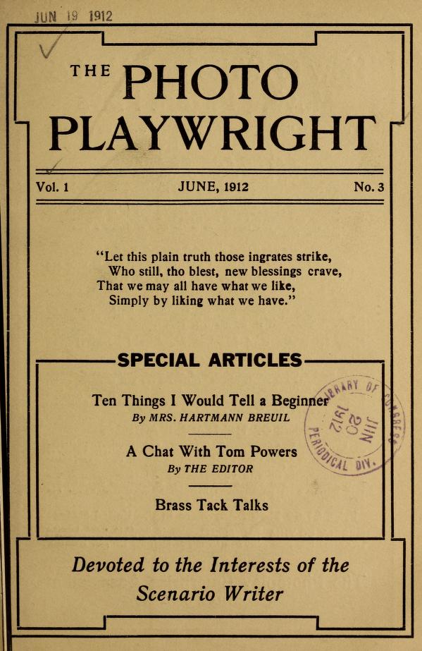 PHOTO PLAYWRIGHT magazine side cover Issue 3 June 1912