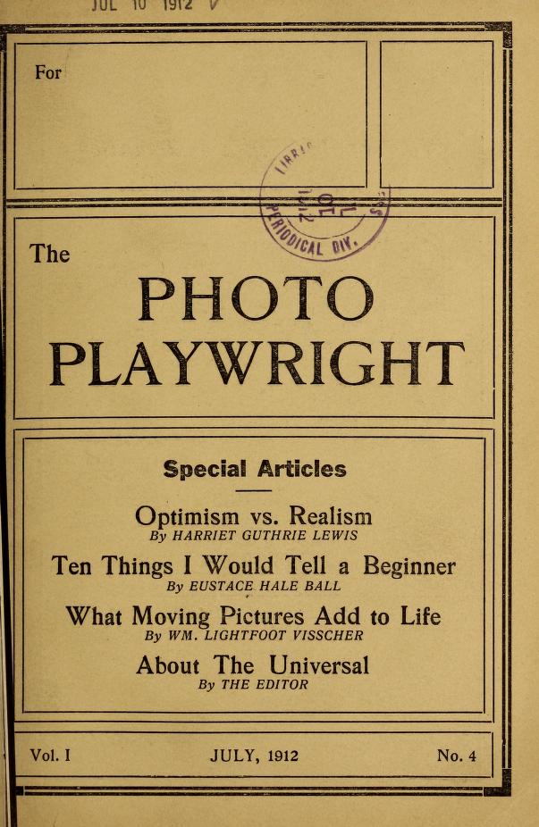 PHOTO PLAYWRIGHT magazine side cover Issue 4 July 1912