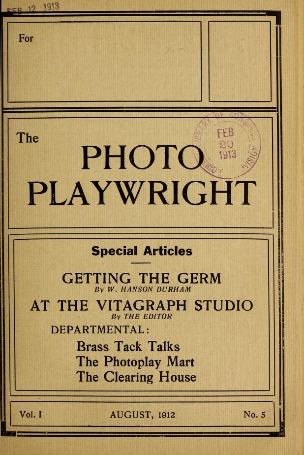 PHOTO PLAYWRIGHT magazine side cover Issue 5 August 1912
