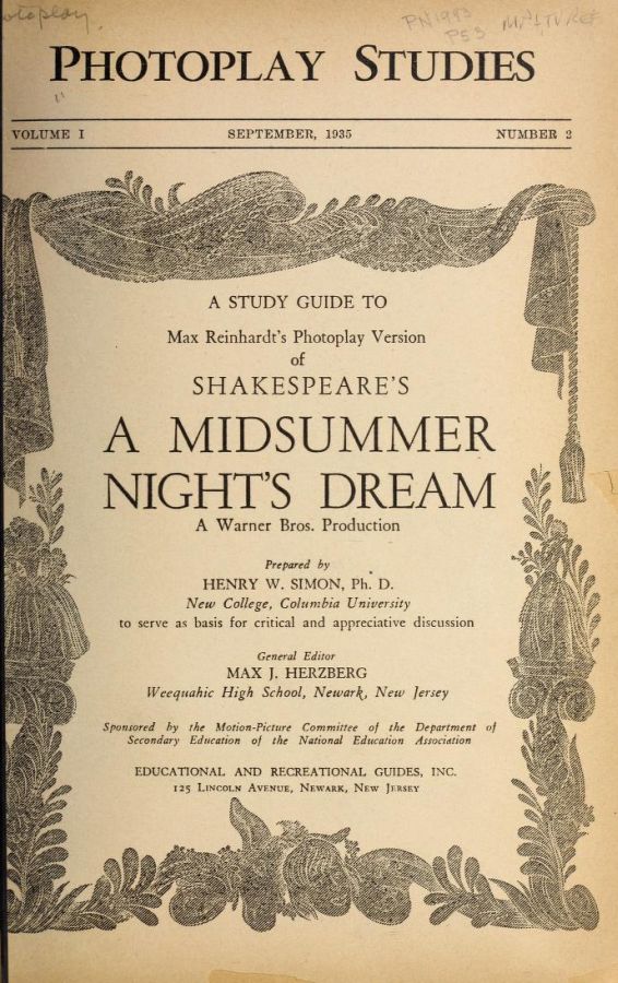 PHOTOPLAY STUDIES magazine side cover Issue 2 September 1935