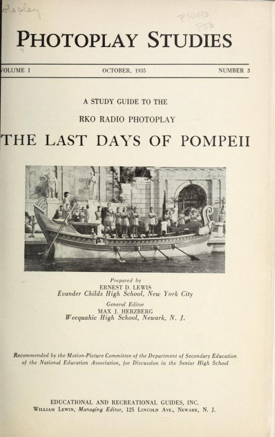 PHOTOPLAY STUDIES magazine side cover Issue 3 October 1935
