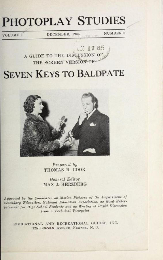 PHOTOPLAY STUDIES magazine side cover Issue 8 December 1935
