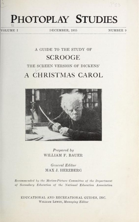 PHOTOPLAY STUDIES magazine side cover Issue 9 December 1935