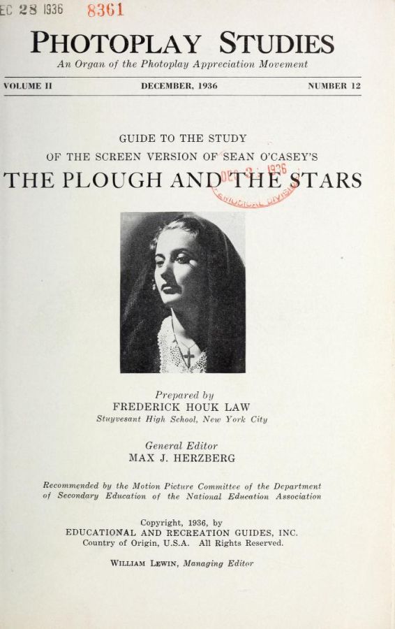 PHOTOPLAY STUDIES magazine side cover Issue 12 December 1936