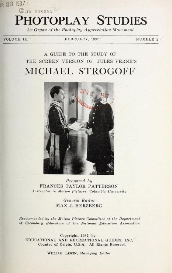 PHOTOPLAY STUDIES magazine side cover Issue 2 February 1937