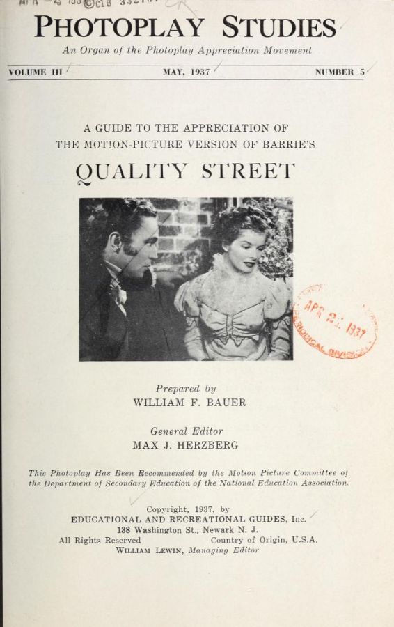 PHOTOPLAY STUDIES magazine side cover Issue 5 May 1937