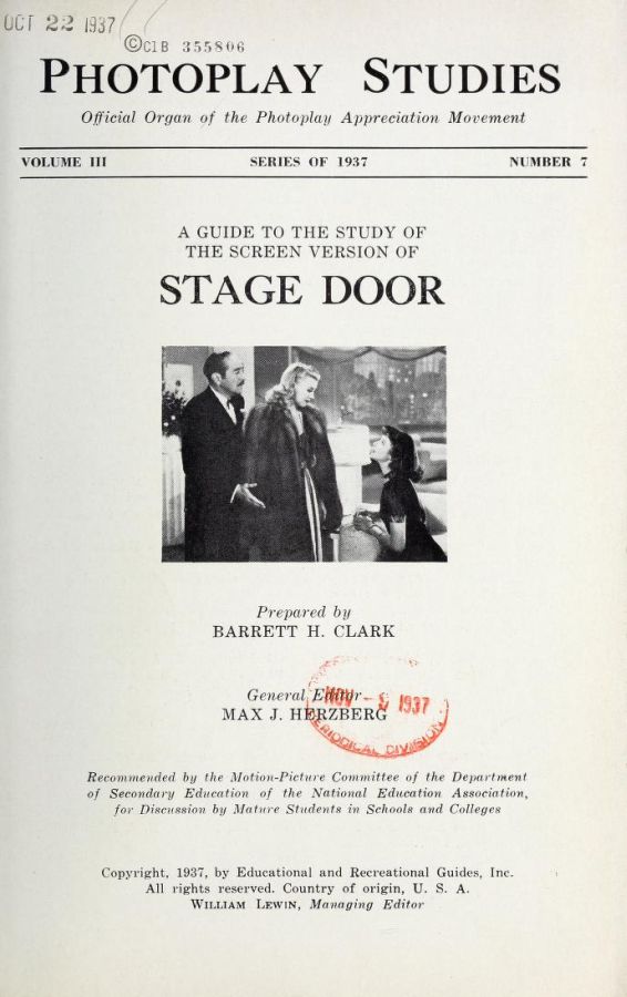 PHOTOPLAY STUDIES magazine side cover Issue 7  1937
