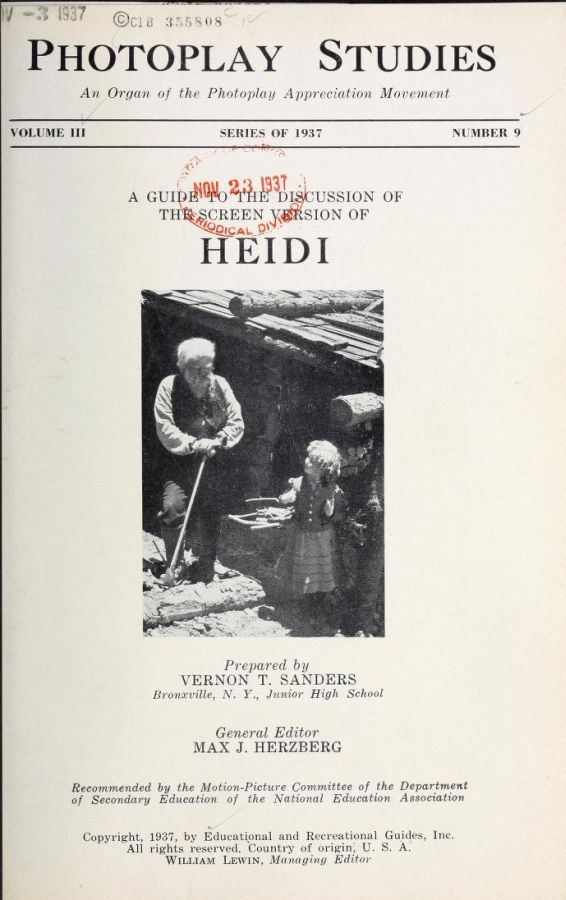 PHOTOPLAY STUDIES magazine side cover Issue 9  1937