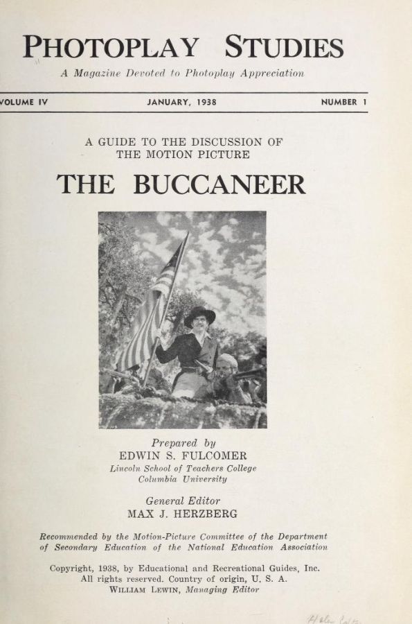 PHOTOPLAY STUDIES magazine side cover Issue 1 January 1938
