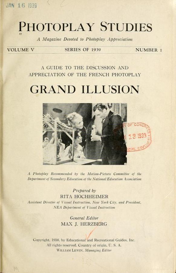 PHOTOPLAY STUDIES magazine side cover Issue 1  1939