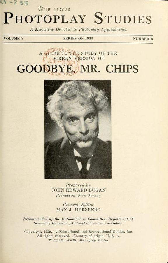 PHOTOPLAY STUDIES magazine side cover Issue 8  1939