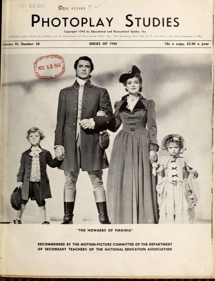 PHOTOPLAY STUDIES magazine side cover Issue 20  1940