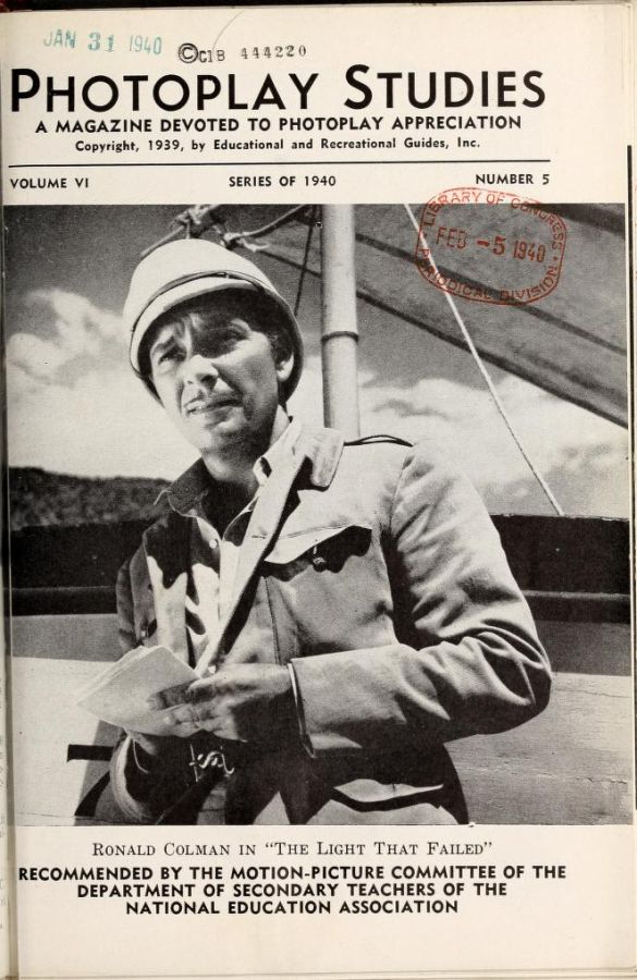 PHOTOPLAY STUDIES magazine side cover Issue 5  1940