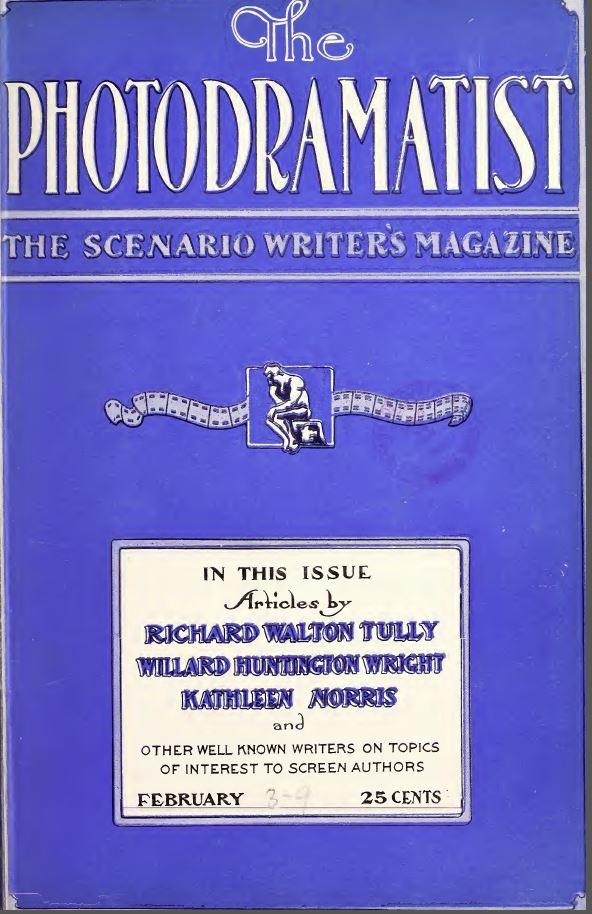 PHOTODRAMATIST magazine side cover February 1922