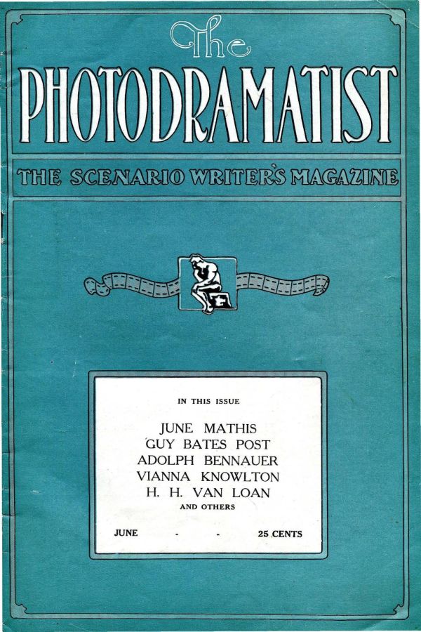 PHOTODRAMATIST magazine side cover June 1922