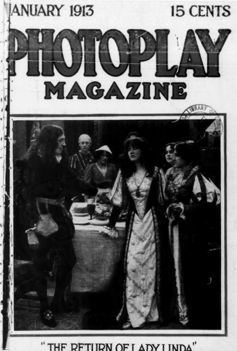 PHOTOPLAY magazine side cover Issue 20 January 1913