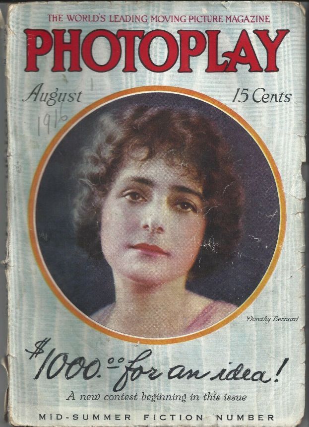 PHOTOPLAY magazine side cover Issue 63 August 1916