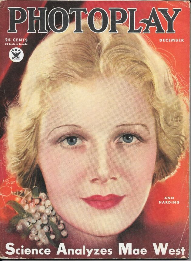 PHOTOPLAY magazine side cover Issue 271 December 1933