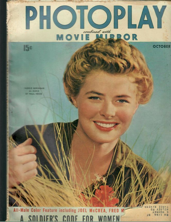 PHOTOPLAY magazine side cover Issue 389 October 1943
