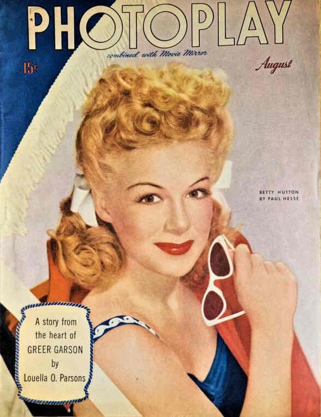 PHOTOPLAY magazine side cover Issue 399 August 1944