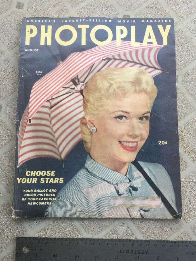 PHOTOPLAY magazine side cover Issue 507 August 1953