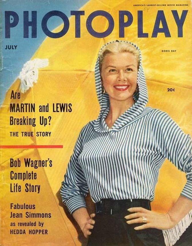 PHOTOPLAY magazine side cover Issue 518 July 1954