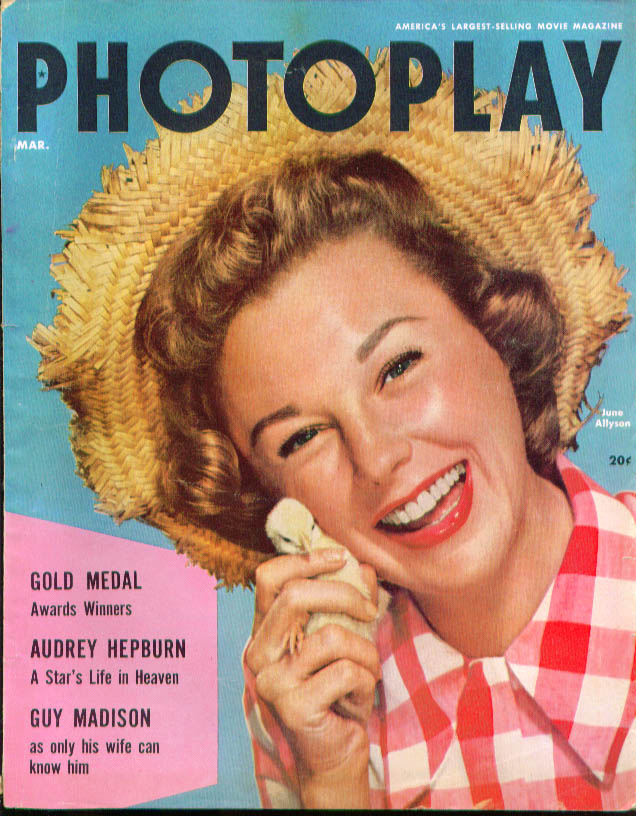 PHOTOPLAY magazine side cover Issue 526 March 1955