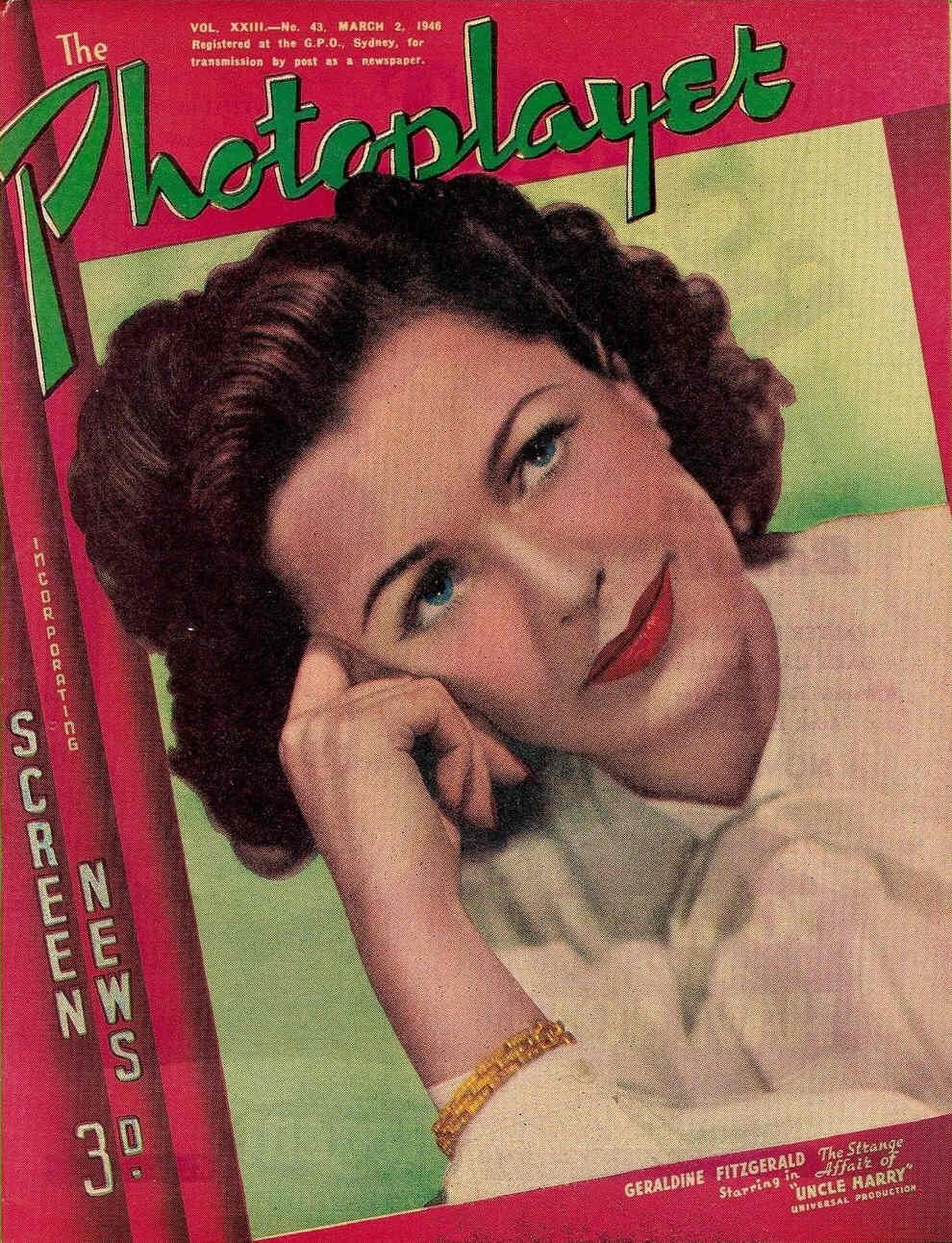 PHOTOPLAYER | THE magazine side cover  Vol 23 # 43 2 March 1946