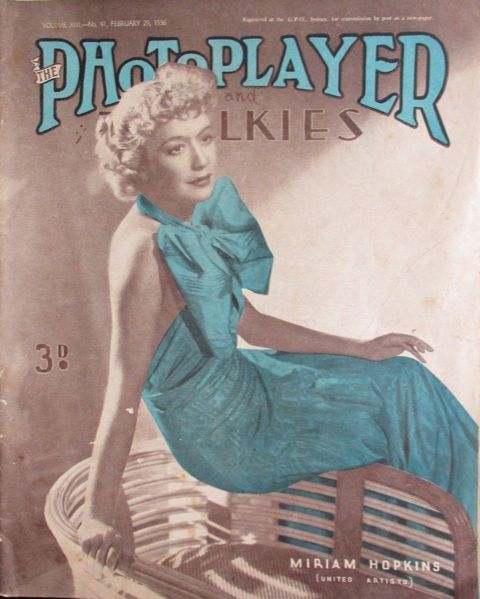 PHOTOPLAYER | THE magazine side cover  Vol 13 No  41 29 February 1936