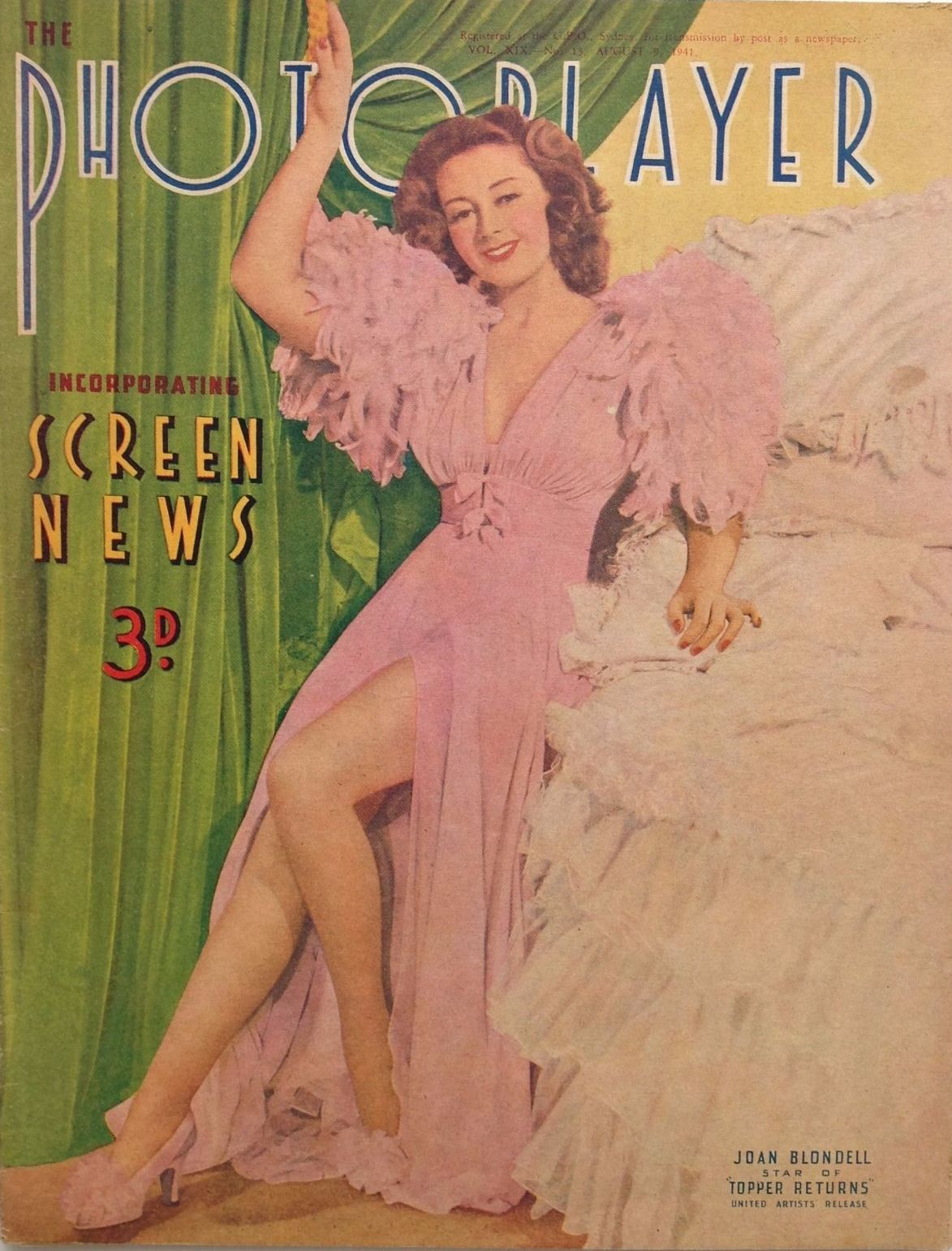 PHOTOPLAYER | THE magazine side cover  Vol 19 No 13 9 August 1941