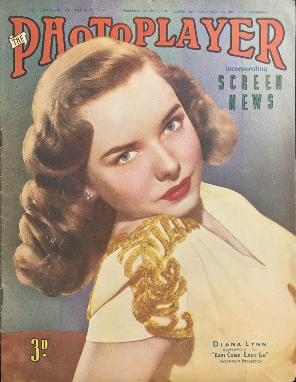 PHOTOPLAYER | THE magazine side cover  Vol 24 No 45 15 March 1947
