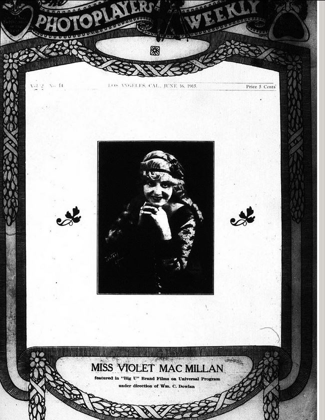 PHOTOPLAYERS WEEKLY magazine side cover 16 June 1915