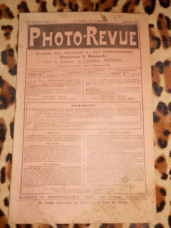 PHOTO-REVUE magazine side cover Issue 1 6 January 1907
