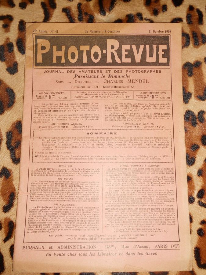 PHOTO-REVUE magazine side cover Issue 41 11 October 1908