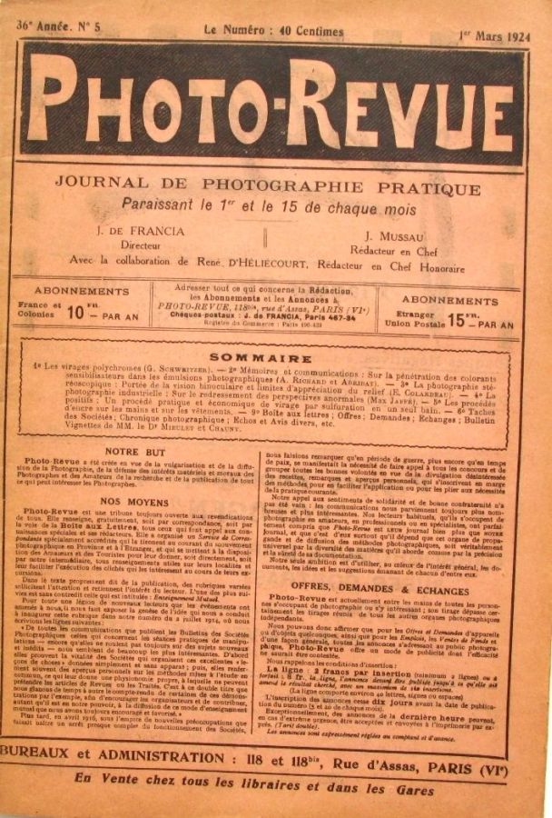 PHOTO-REVUE magazine side cover Issue 5 1 March 1924