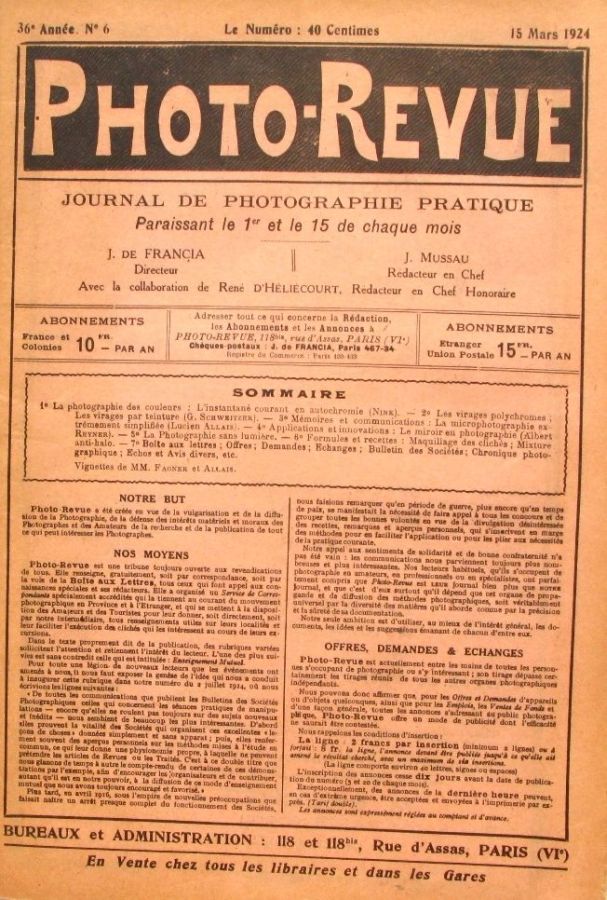 PHOTO-REVUE magazine side cover Issue 6 15 March 1924