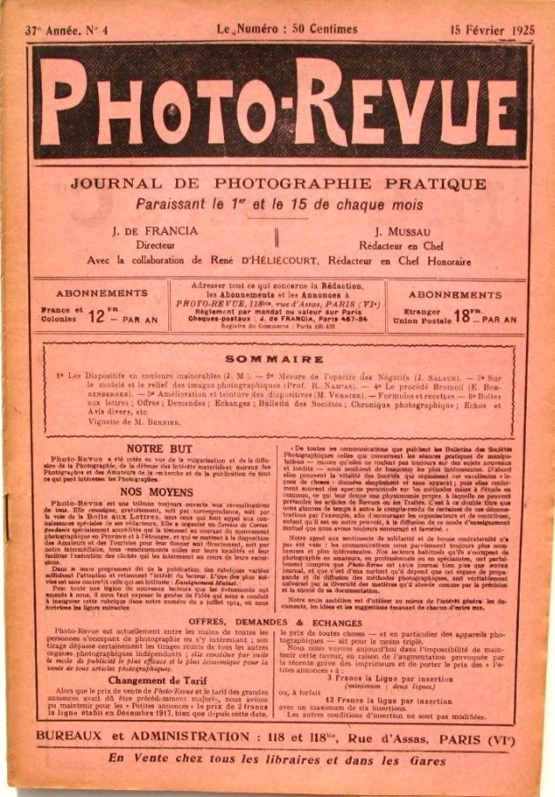 PHOTO-REVUE magazine side cover Issue 4 15 February 1925