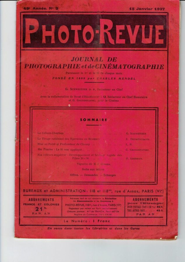 PHOTO-REVUE magazine side cover Issue 2 15 January 1937