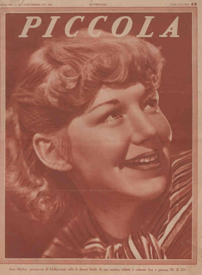 PICCOLA magazine side cover Issue 39 24 September 1935